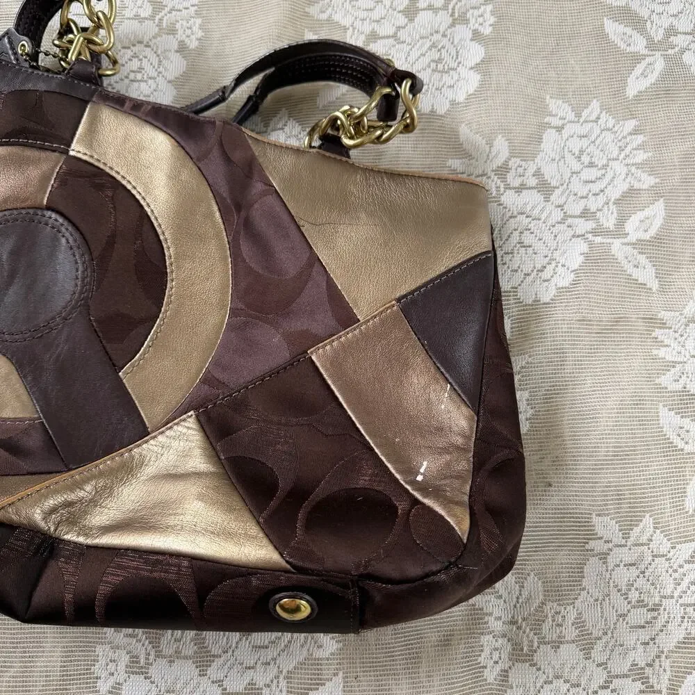 Coach Patchwork Metallic Signature Tote Bag